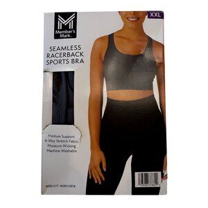 Member Mark XXL RacerBack Sports Bra Medium Support Gray 38DD - 42D NWB